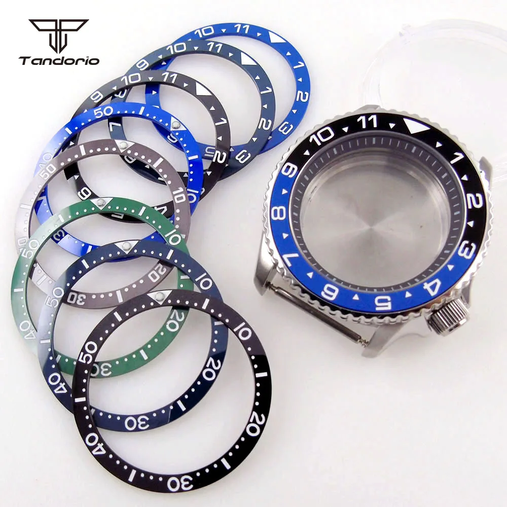 

41mm Automatic Watch Case Fit for NH35A NH36A 20 ATM Ceramic Bezel Insert Flat Sapphire Gass Screwdown Crown Stainless Steel