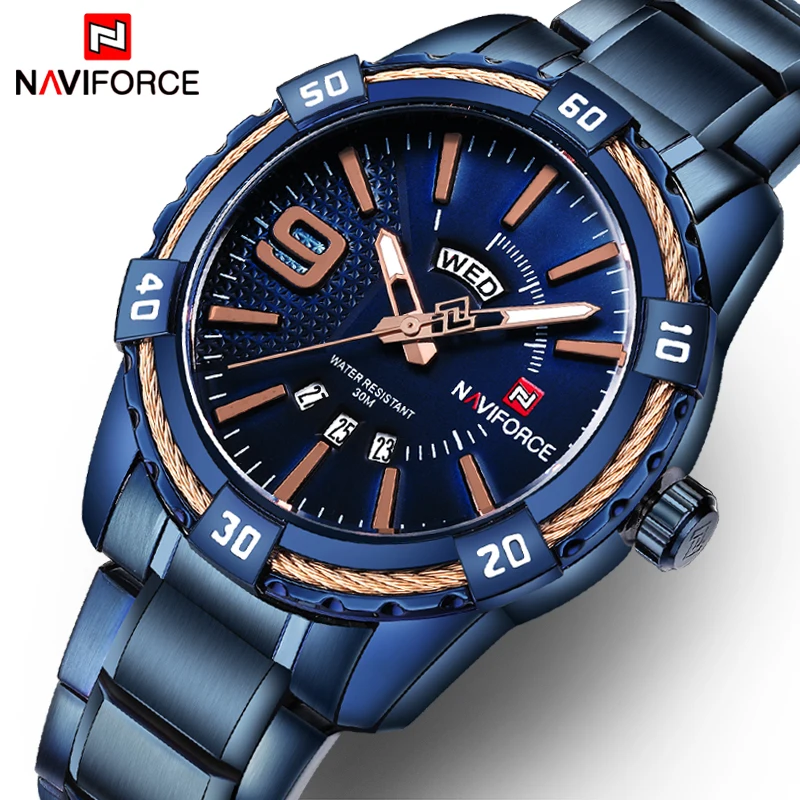 Top Brand NAVIFORCE Fashion Men Watches Waterproof Quartz Wristwatches Male Clock With Box Set For Sale Relogio Masculino