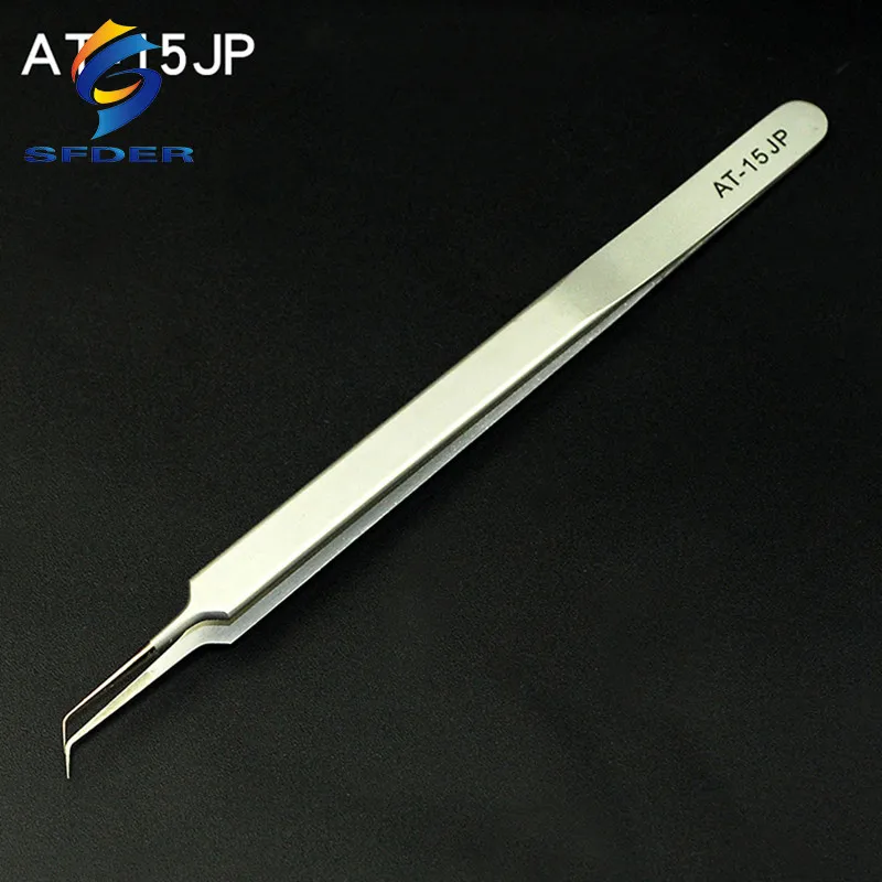 Ultra Thin Fly Line Tweezers 0.15mm AT-11JP Straight/AT-15JP Curved Stainless Steel Industrial Precision Tweezers