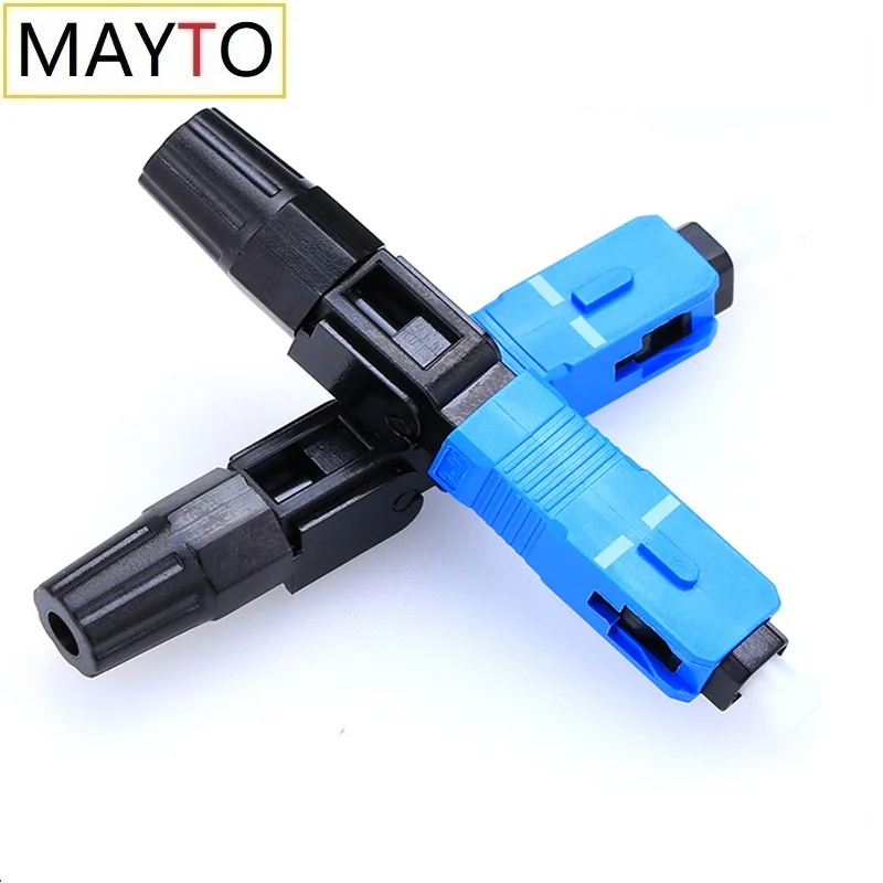 FTTH 100PCS Embedded Fiber Optic Fast Connector  Single Mode Fiber Optic Adapter SC UPC Cold Connection Quick Field Assembly