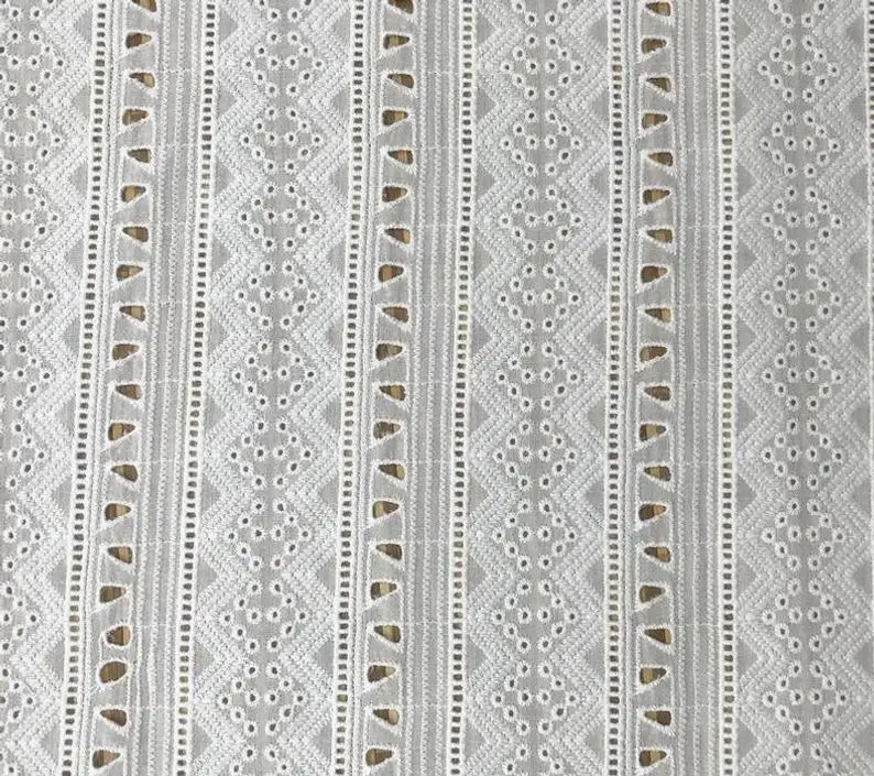 hollowed out cotton lace fabric, eyelet dress fabric, lace fabric by the yard