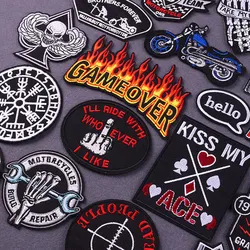 Punk Motorcycle Jacket Patches On Clothes Punk Skull Iron On Patches Embroidered Patches For Clothing Stickers On Clothe Badge