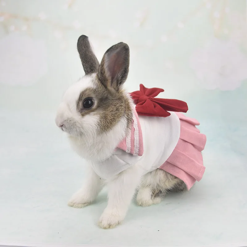 Rabbit Two-color College Dress Bunny Navy Skirt For Going Out Students Pet Supplies Rabbit Wear Matching Accessories Cat Costume