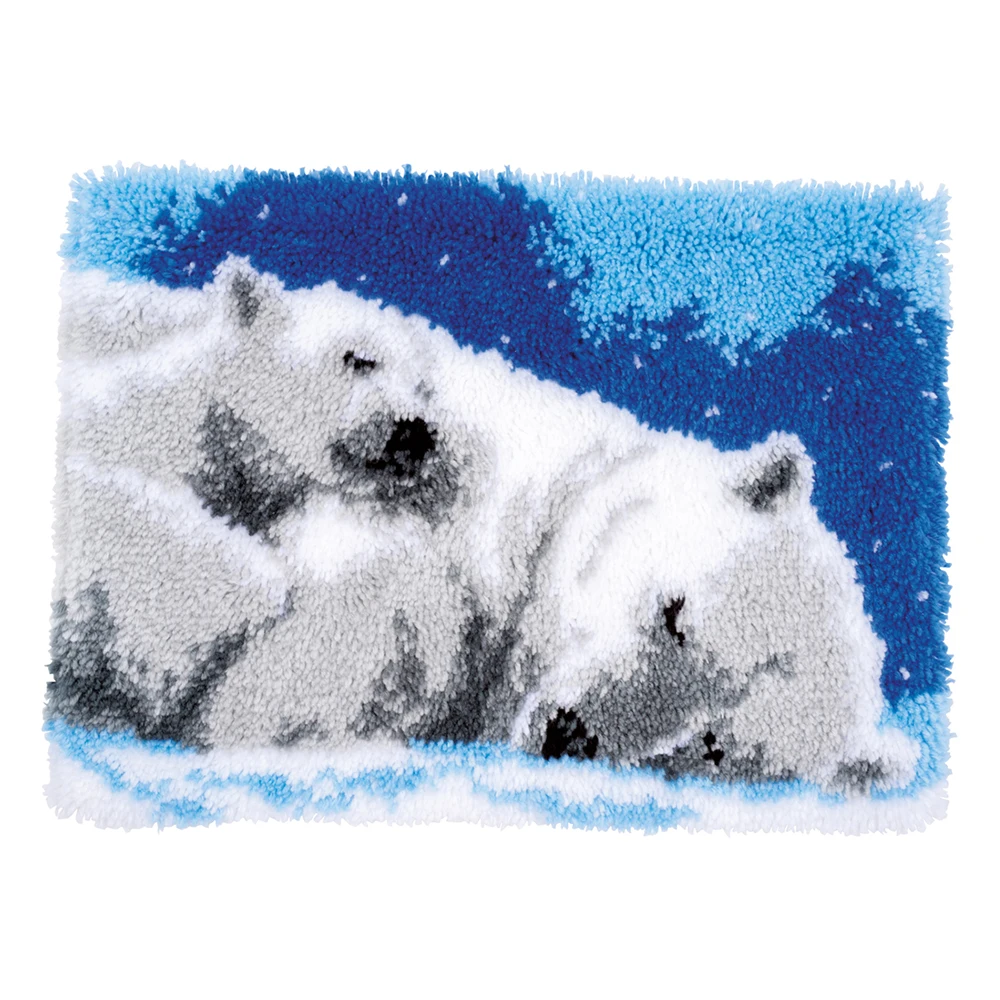 

Polar Bear Latch Hook Kit Color Printed Canvas DIY Rug Carpet Needlework Sewing Crafts for Kids & Adults Home Decoration