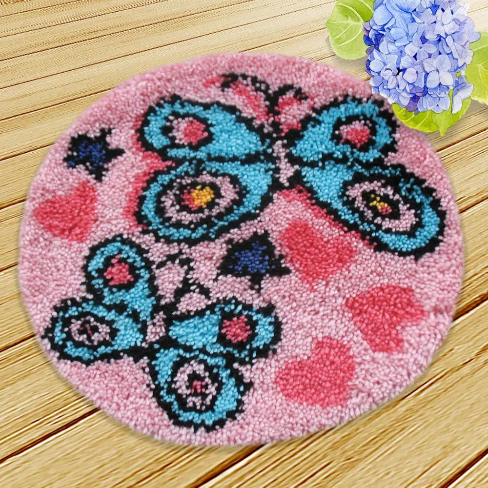 Knooppakket Klink Haak Kussen Bloem Animal Series Latch Hook Kits Diy Needlework Mat Button Cushion Animals Sofa Shape Cushions - view 4