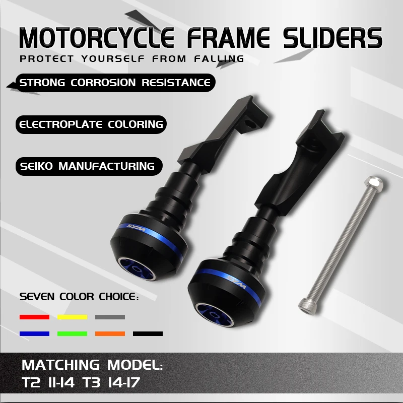 

Motorcycle CNC Aluminum Falling Protection Frame Sliders Crash Protector For SYM T2 2011-2014 T3 2014 2015 2016 2017