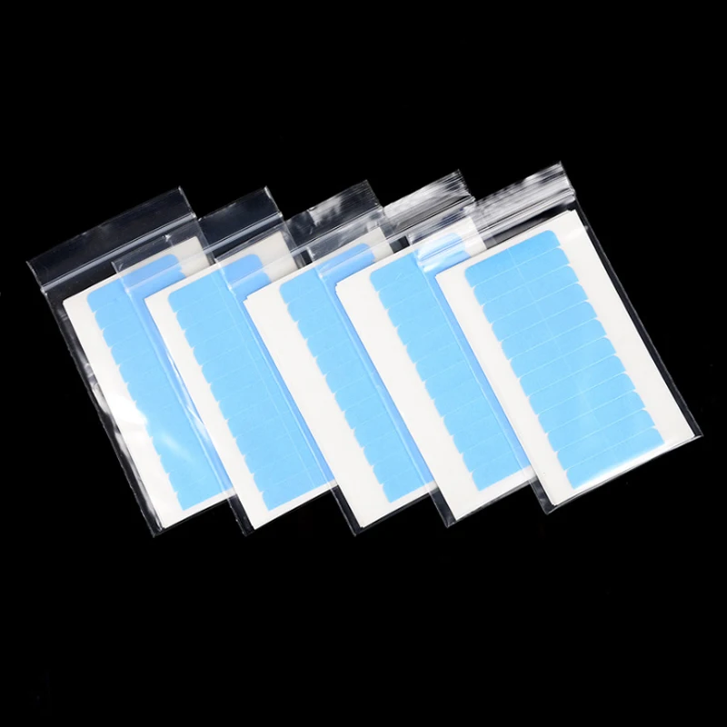 Hair Extension Tape Adhesive 5 sheets(60Tabs) Precut Blue White for Tape Hair Extension Replacement Waterproof Tape for Wigs