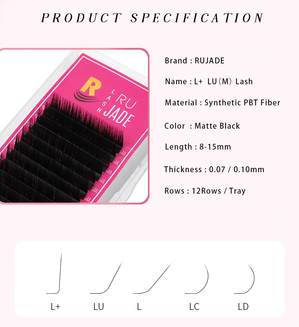 L +/LU(M) locken Falschen Wimpern Extensions Faux Nerz Lash Einzelnen Wimpern Matte Schwarz 8-15mm Gemischt Weiche N/L form Make-Up Wimpern – Detail 3