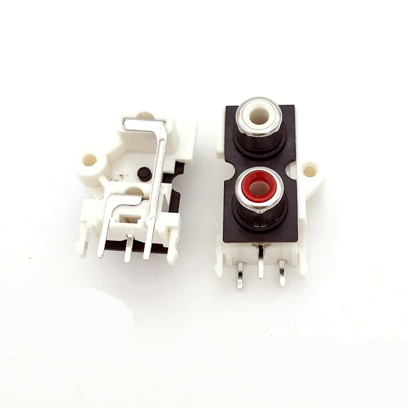 50PCS/100PCS/1000PCS 2 WAY RCA 2 Pin Copper White Female Audio Video Plug jack AV Socket Input and Output Connector RCA2-9