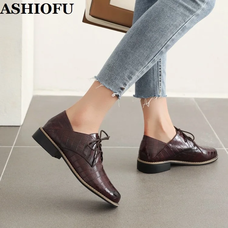 ASHIOFU New Hot Womens Block Heels Pumps Shoelace Party Dress Shoes Real Photos Large Size Evening Club Fashion Daily Wear Shoes