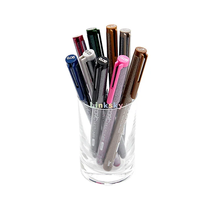 Copic Markers Multiliner Pigment Based Ink,0.03mm(Extra fine)/0.05mm/0.1mm,,Brown,Pink,Olive green, Cobalt blue,claret