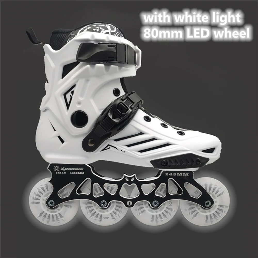 LED 80mm Skates Shoes for Inline Roller FSK Slalom Skate Shoes White Red Blue Pink Colorful Flash 4 Wheel / 3 Wheel Speed Shine