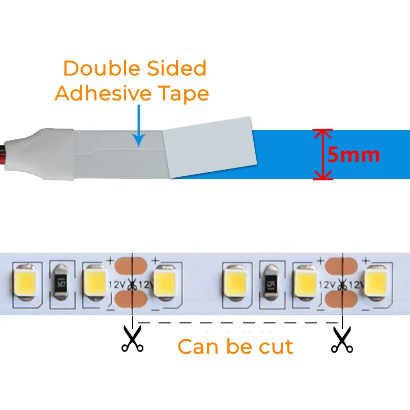 5 m/rolka 5mm szerokość DC12V LED diody na wstążce SMD2835 120 leds/m High Bright elastyczne wstążki liny taśmy lampy dla domu pasek dekoracyjny światła