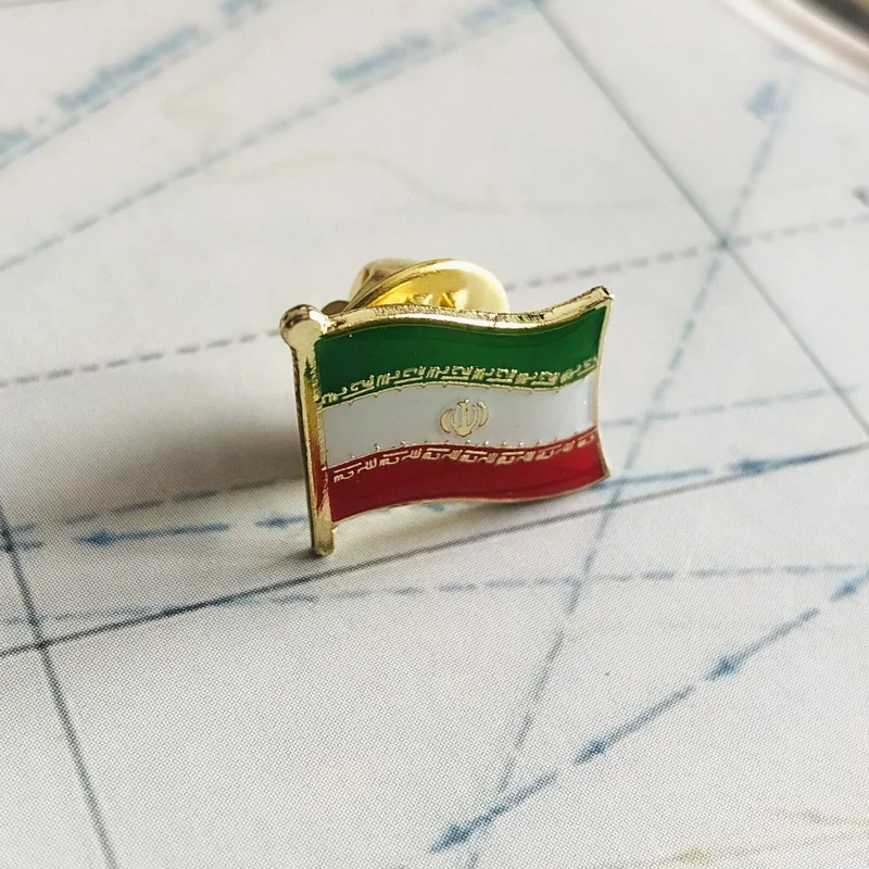 Bandiera nazionale Iran ricamo patch Badge scudo e forma quadrata Pin un Set sulla decorazione zaino bracciale in tessuto