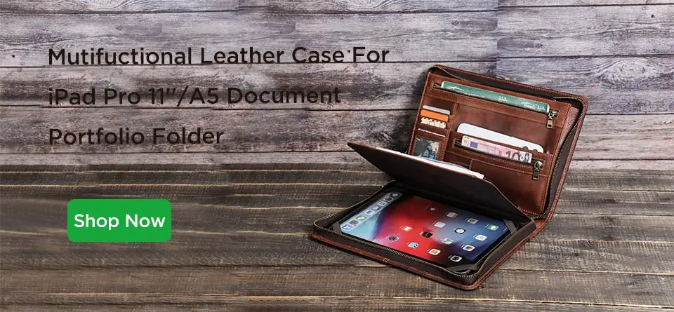 MacBook Pro Air 13 iPad Pro 13 12,9 Portfolio Datei Ordner Kuh Leder Cover Veranstalter Reise Business Office Dokument Aktentasche – Detail 1