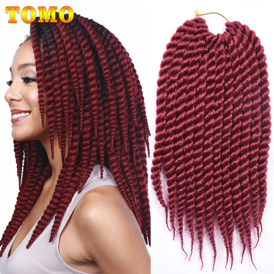 TOMO 12 "18" Sénégal Xoắn Móc Dây Bện 12 Rễ Trước Xoắn Châu Phi Bện Làm Tóc Ombre Tổng Hợp xoắn Tóc