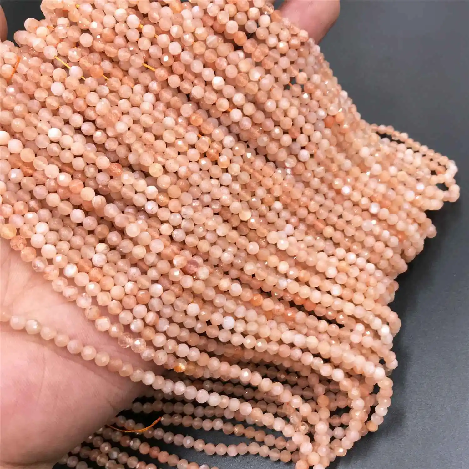 Natural Stone Beads Sun Stone Small Faceted Sunstone Loose Beads 2 3 4 5mm For Bracelet Necklace Jewelry Making