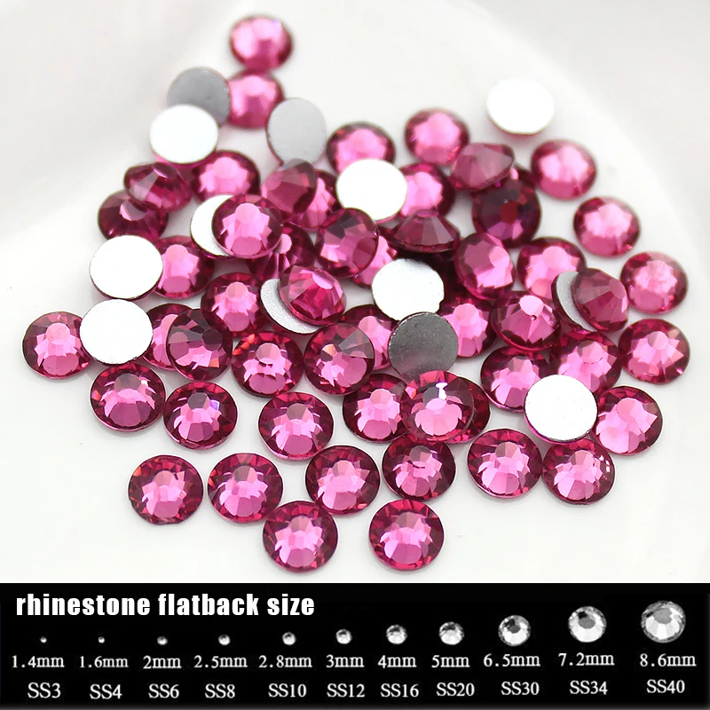 SS4-SS34 Rose Color rhinestone for Nail Art,(288-1440pcs)/pack Flat back Non Hotfix Glue on Nail Art Rhinestones