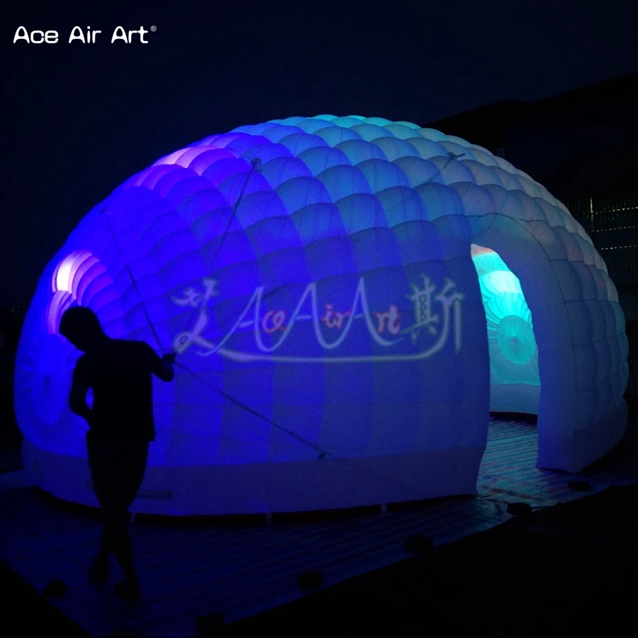 Newly Shape Led Dome Inflatable Luna Model Event Party Tent Dj Booth Shelter Balloon With 10W Lights And Free Blower