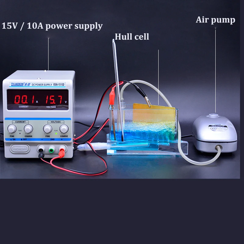 Xin Tester Electroplating experiment suit,Laboratory power supply15V/10A+Hull cell+Super silent adjustable air pump