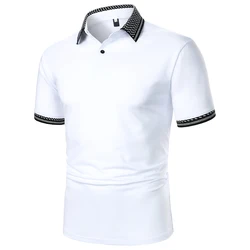 Men Polo Shirt Men Short Sleeve Polo Shirt Solid Color Fashion Casual Men Top Summer Newin Urban Business Lapel Rib Polo Shirt