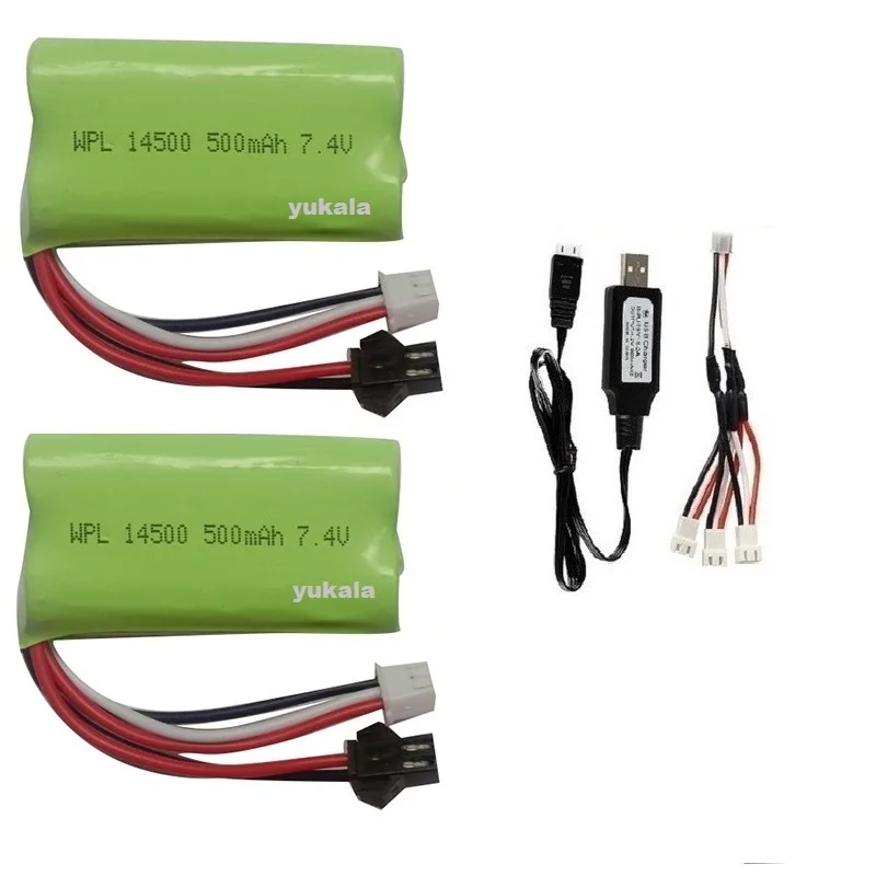 7,4 V 500mAh 2S Li-Ion Batterie/ladegerät Für MN45 WPL D12 D90 RC Auto Boot Pistole 2s Lipo Batterie Mit Ladegerät RC Auto Zubehör 14500