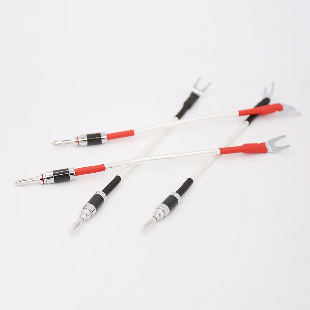 

Hifi audio Odin Silver Plated Jumper Cable banana to spade plug Bridge Audio cable wire speaker cable speaker wire cable