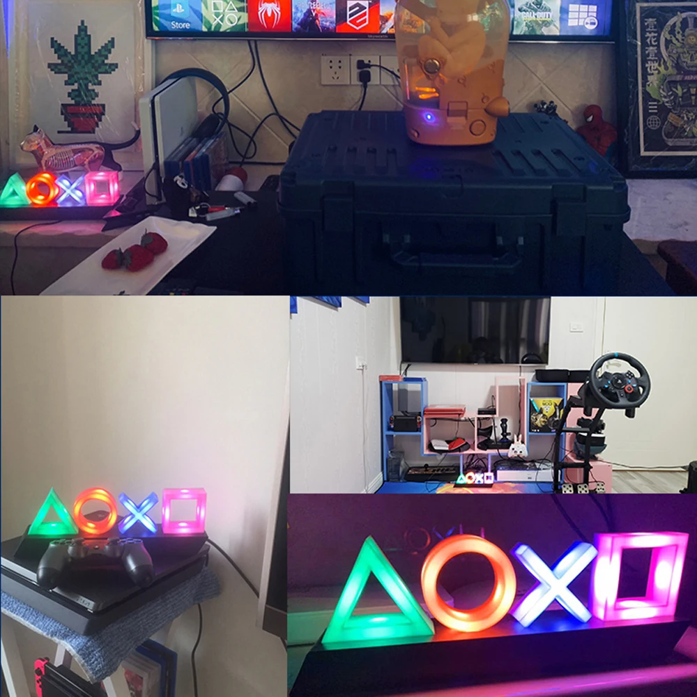 For PS4 Game Icon Lamp Neon Sign Sound Control Decorative Lamp Colorful Lights Game Lampstand LED Light Bar Club KTV Wall