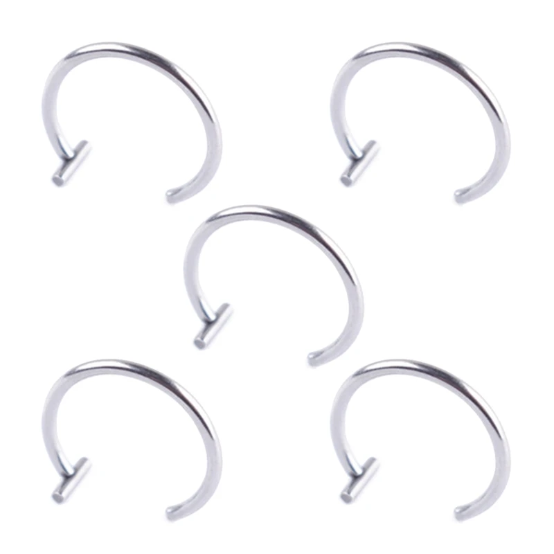 5 Pcs Fake Piercing Stud Set Ear Lip Nose Rings Fake Diaphragm Clip with Perforated Lip Hoop Body Jewelry Gifts