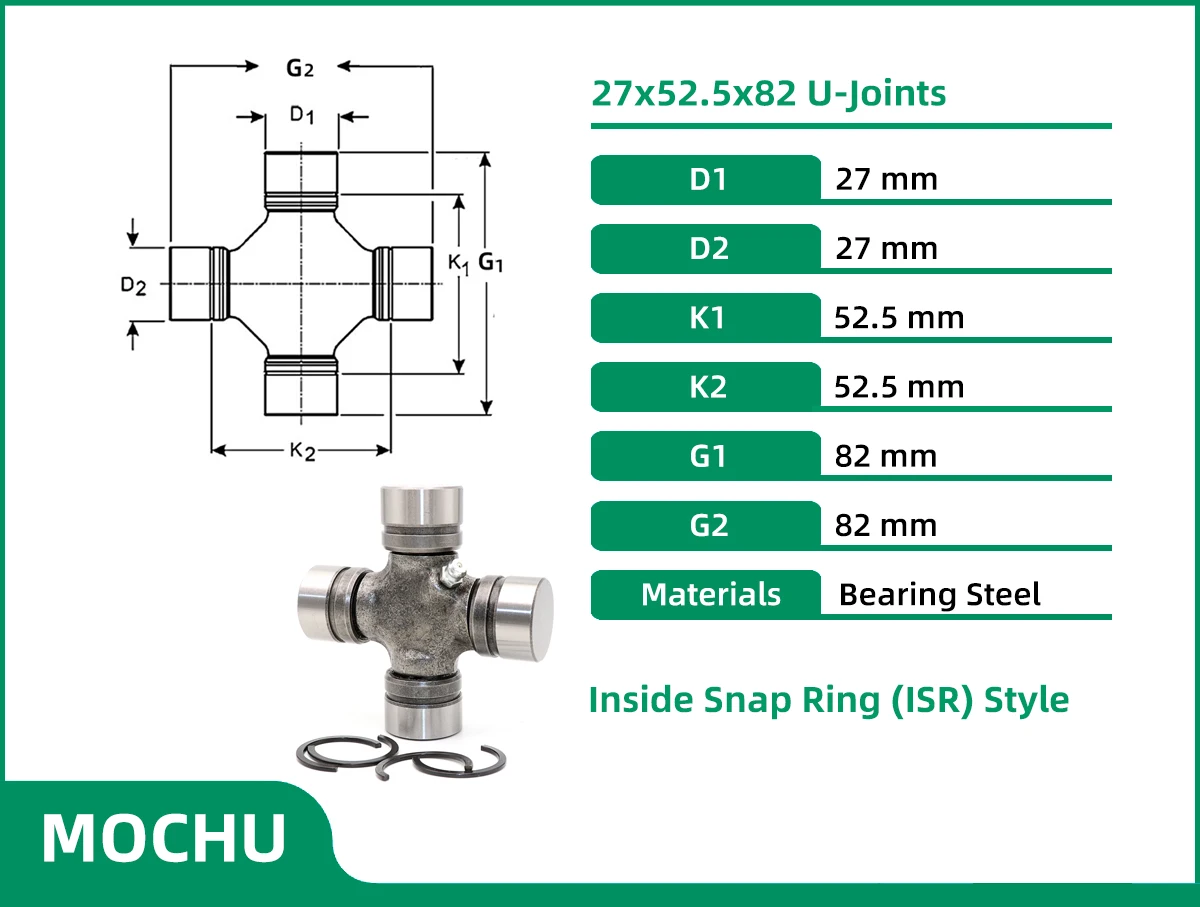 1PCS 27x82 MOCHU 27x52.5 BJ2020 U-joints UNIVERSAL JOINTS BEARING Inside snap ring style Crucetas Joints de cardan Cross ISR