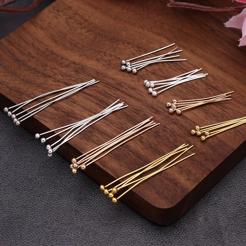 200pcs/lot Gold Rhodium Color Metal Ball Head Pins 20/30/40/50mm Needles Headpins Findings for DIY Jewelry Accessory Making