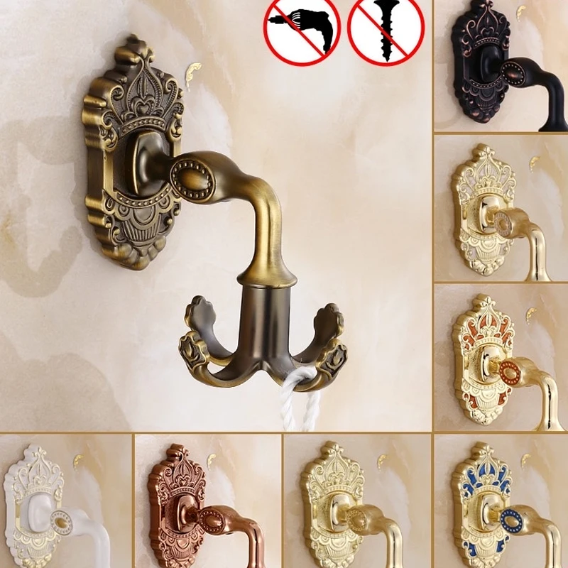 

Bathroom Punch-Free Hook Wall Decoration Door Rear Euro Clothes Hook Inlaid Jade Livingroom Bathroom Coat Hook Clothes Rack