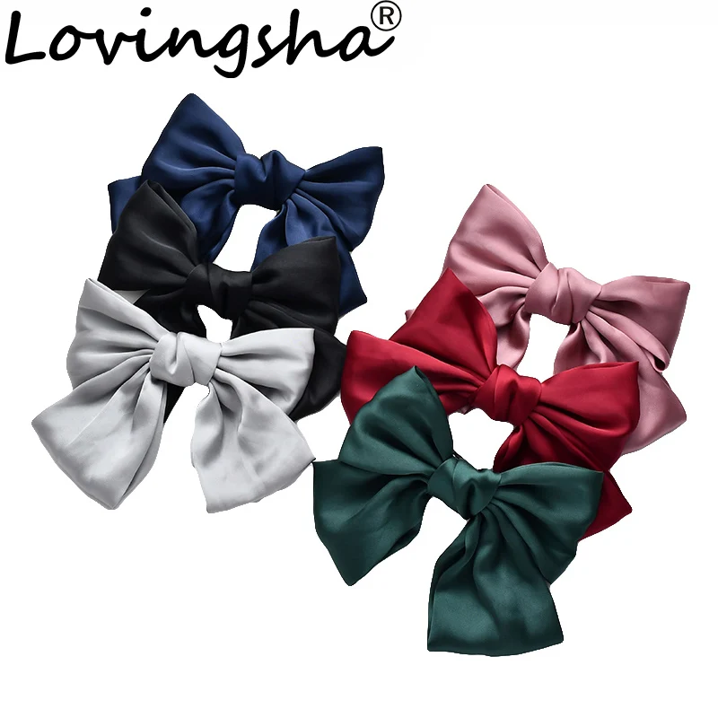 LOVINGSHA Women Hair Bow Ties Hair Clips Bowknot Satin Butterfly Bow Hairpin Girl Hair Accessories for Ladies Hairpins FC135