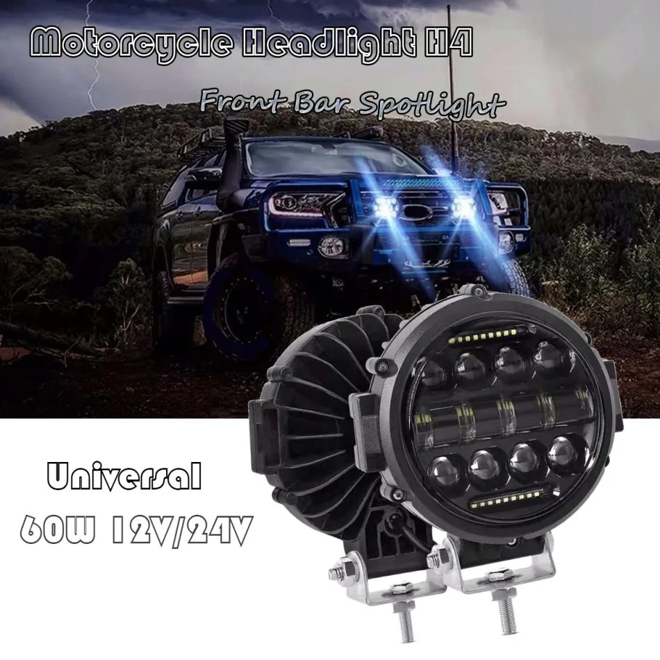 Universal Car LED Motorcycle Headlight H4 Phare Farol For Jepp Softail Cafe Racer Chopper Honda Moto Headlamp Head Light