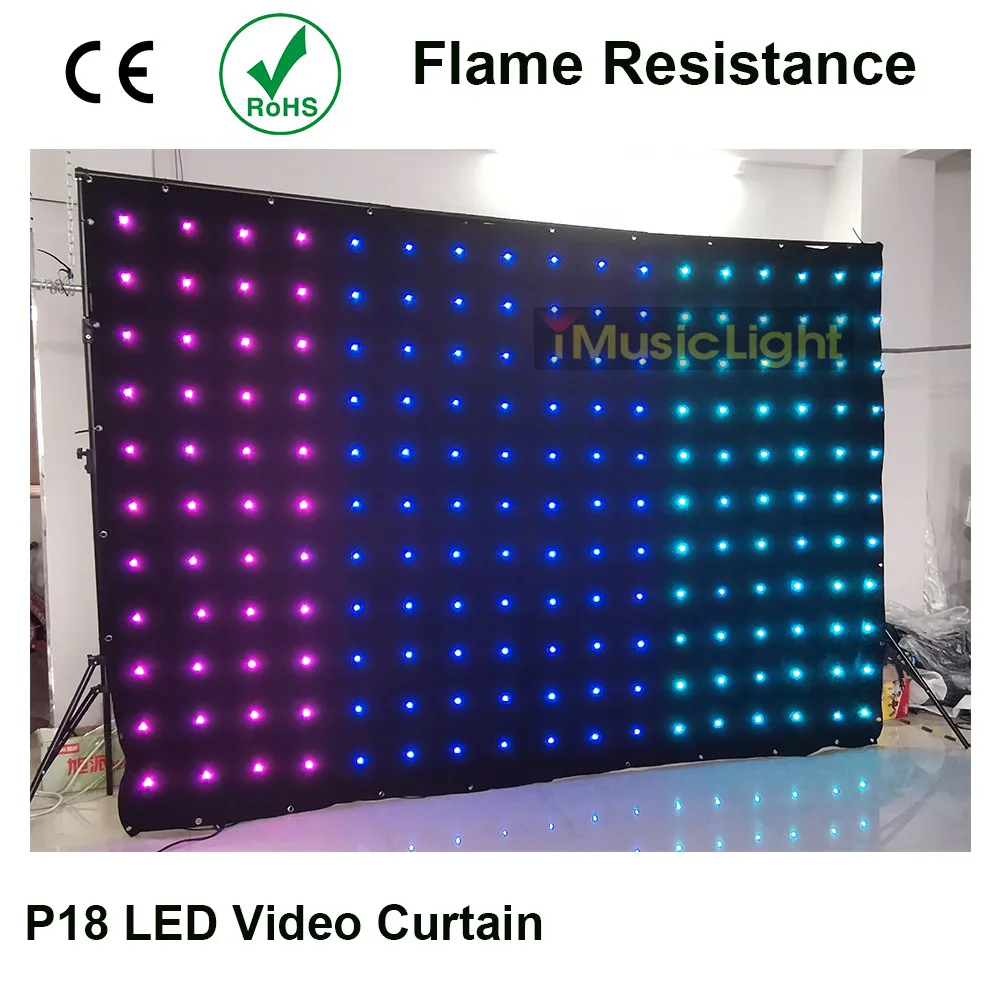 2mx3m LED Video Curtain  Star Cloth P18 Matrix DMX Backdrop Wedding Stage DJ Pub Background