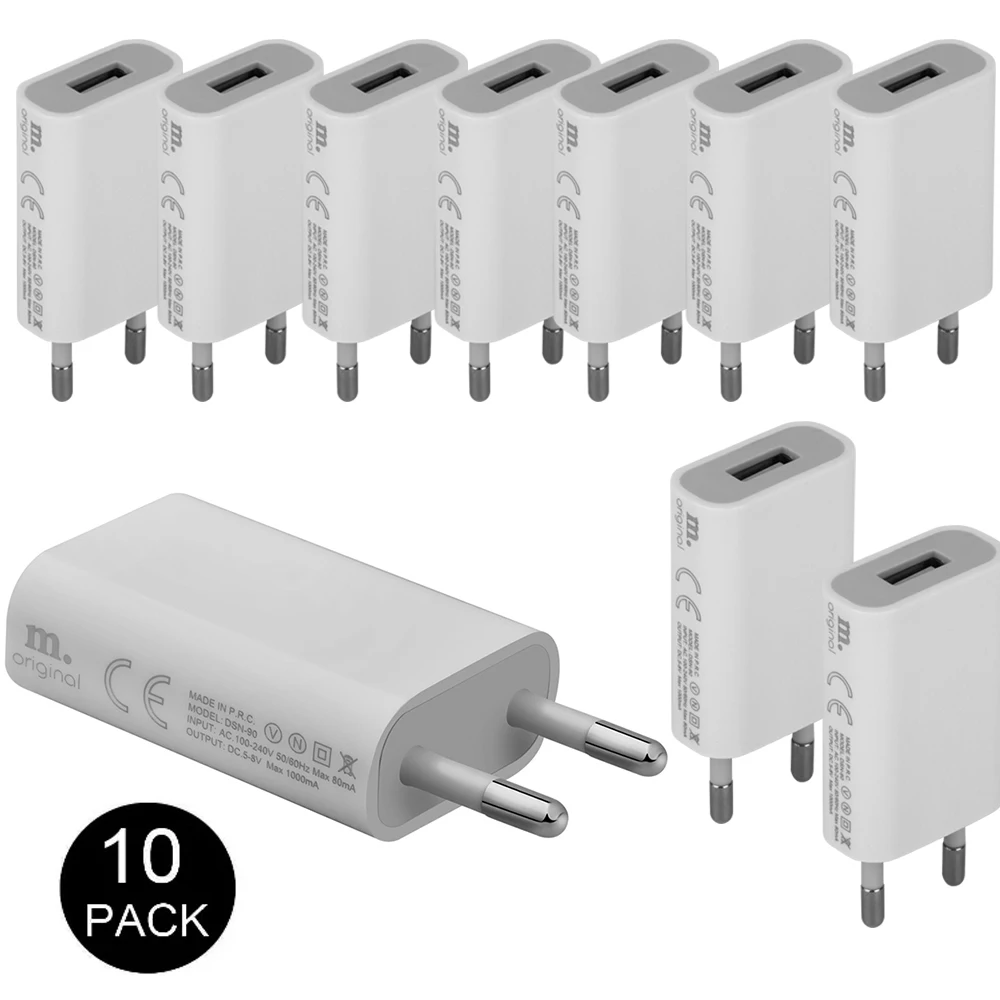 10PCS Lot Travel Wall Charging Charger Power Adapter USB AC EU Plug For Mobile Phone X XS MAX MR 8 7 6 6s 5 5S SE 5C 4 4S 3GS