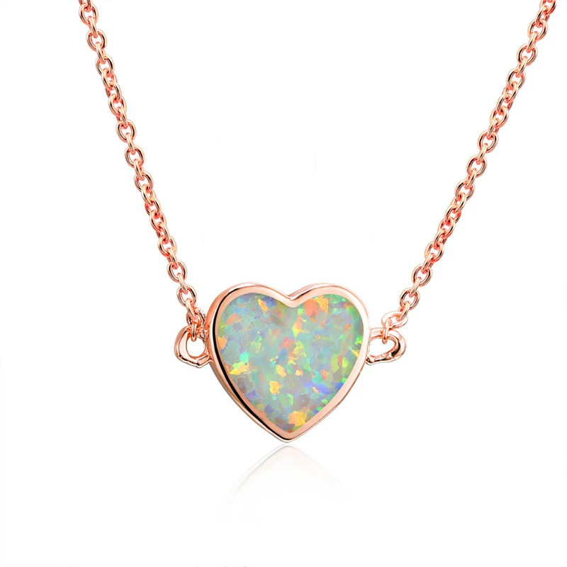 

Fashion Tiny Heart Necklace for Women Pendant Necklace Gift Bohemian Imitation Opal Choker Necklace Dropshipping