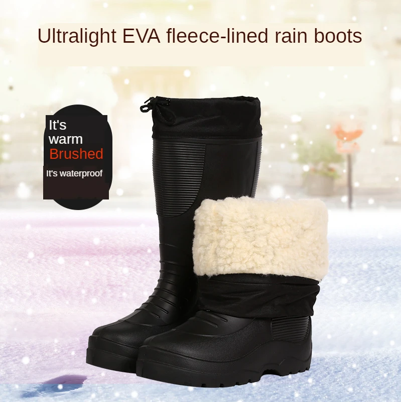 Swyivy Eva Boots Men Shoes Waterpoof Rainboots for Men for Rain Warm Fur Winter Boots High 2020 New Male Tall Boots with Fur