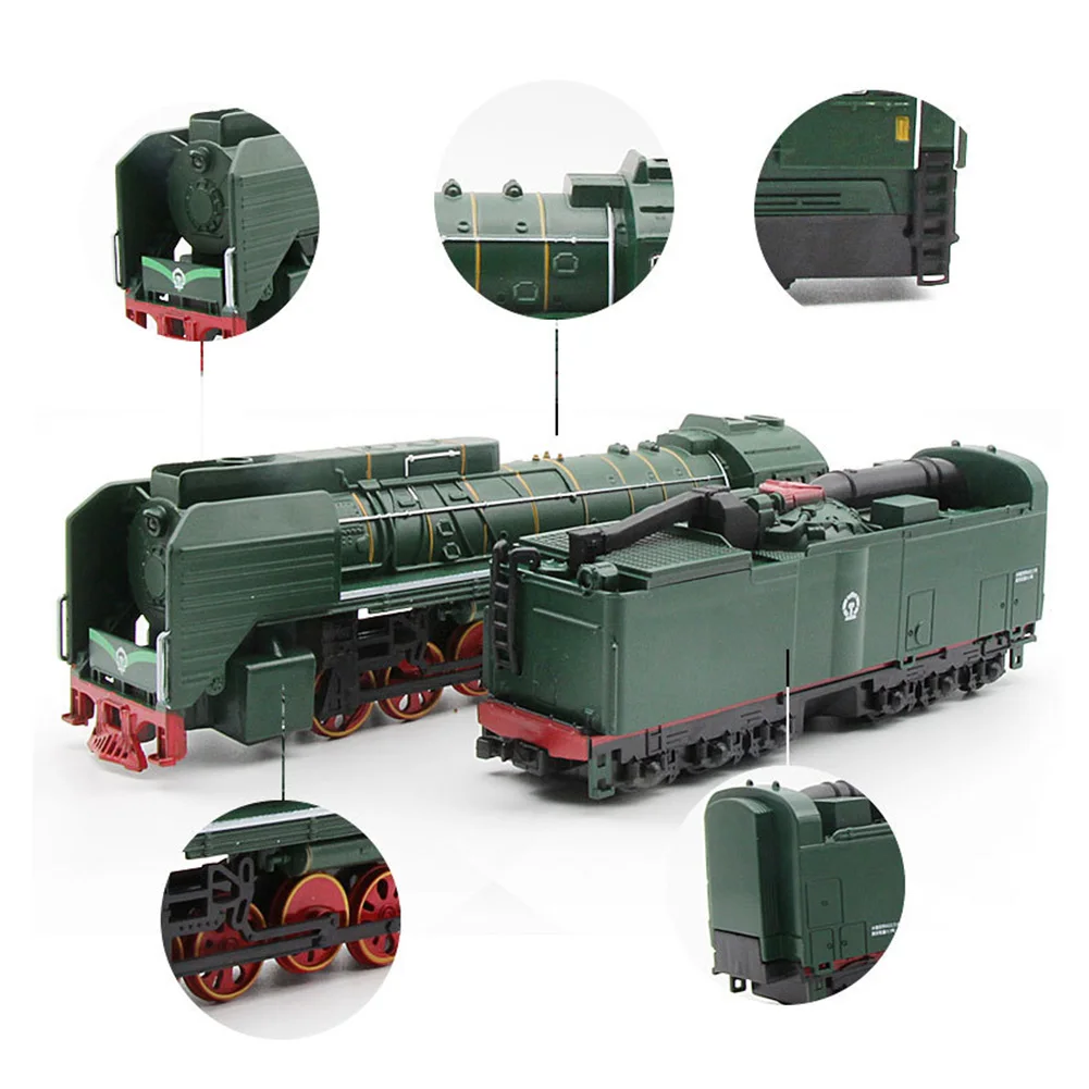 1:87 Scale Steam Train Diecast Locomotive Alloy Model Toy Cars Pull Back Train With Sound Light Railway Track Toys For Children