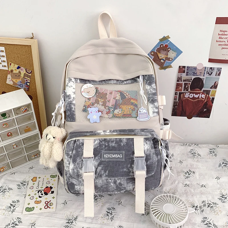 Fashion Women Backpack Kawaii Girls Schoolbag for Teenager Bookbag Cute Canvas Shoulder Bag Female Travel Mochila