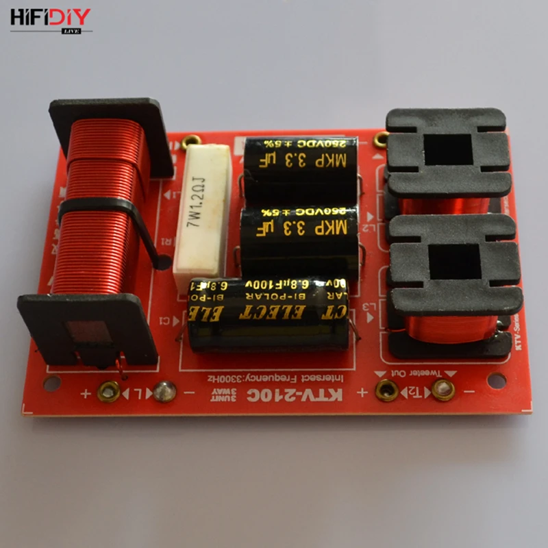 HIFIDIY KTV-210C 2 Way 3 speaker Double treble (Tweeter*2+ bass) Unit HiFi KTV Speakers audio Frequency Divider Crossover Filter