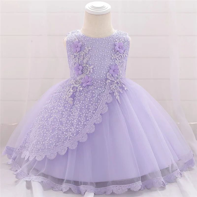 Neugeborene Brautjungfer Blumenparty Baby Mädchen Kleid Eleganter Taufe 1. Geburtstag Tüll Kinderkleider für Mädchen Hochzeit Abendkleid
