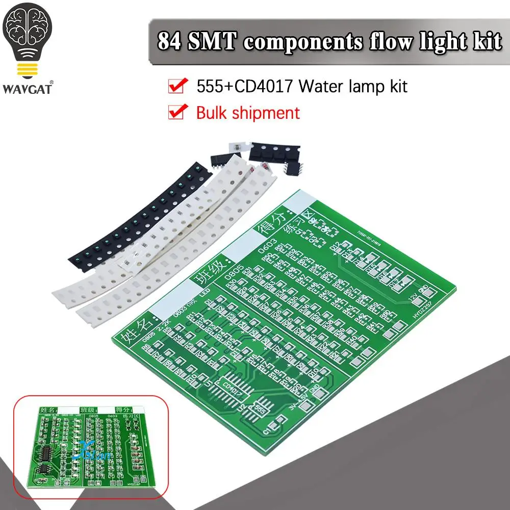 84PCS Patch components Welding training board NE555+CD4017 water lamp kit 0805 0603 DIY training pieces