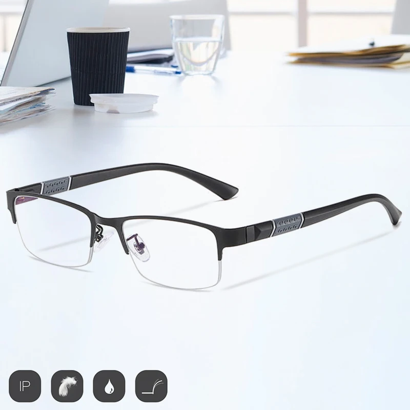 

0 -1.0-1.5-2.0-2.5-3.0-3.5-4.0 Anti Blue Myopic Glasses Men Retro Metal Half Frame Student Square Myopia Glasses Frame for Women
