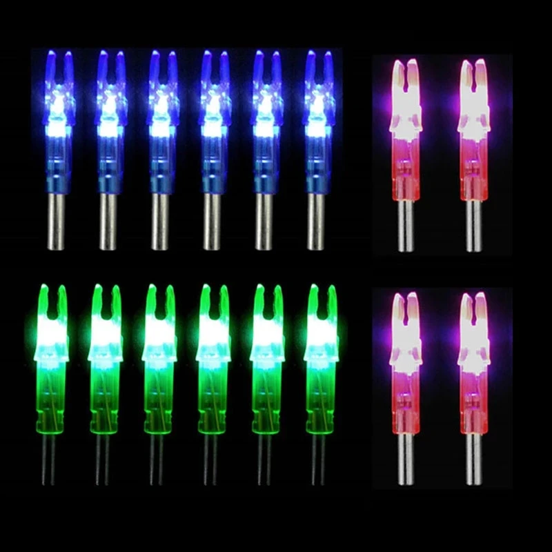 6pcs Hunting Archery Arrow Nock LED Glowing Arrow Nocks for Compound & Recurve Bow ID6.2mm LED Lighted Nocks