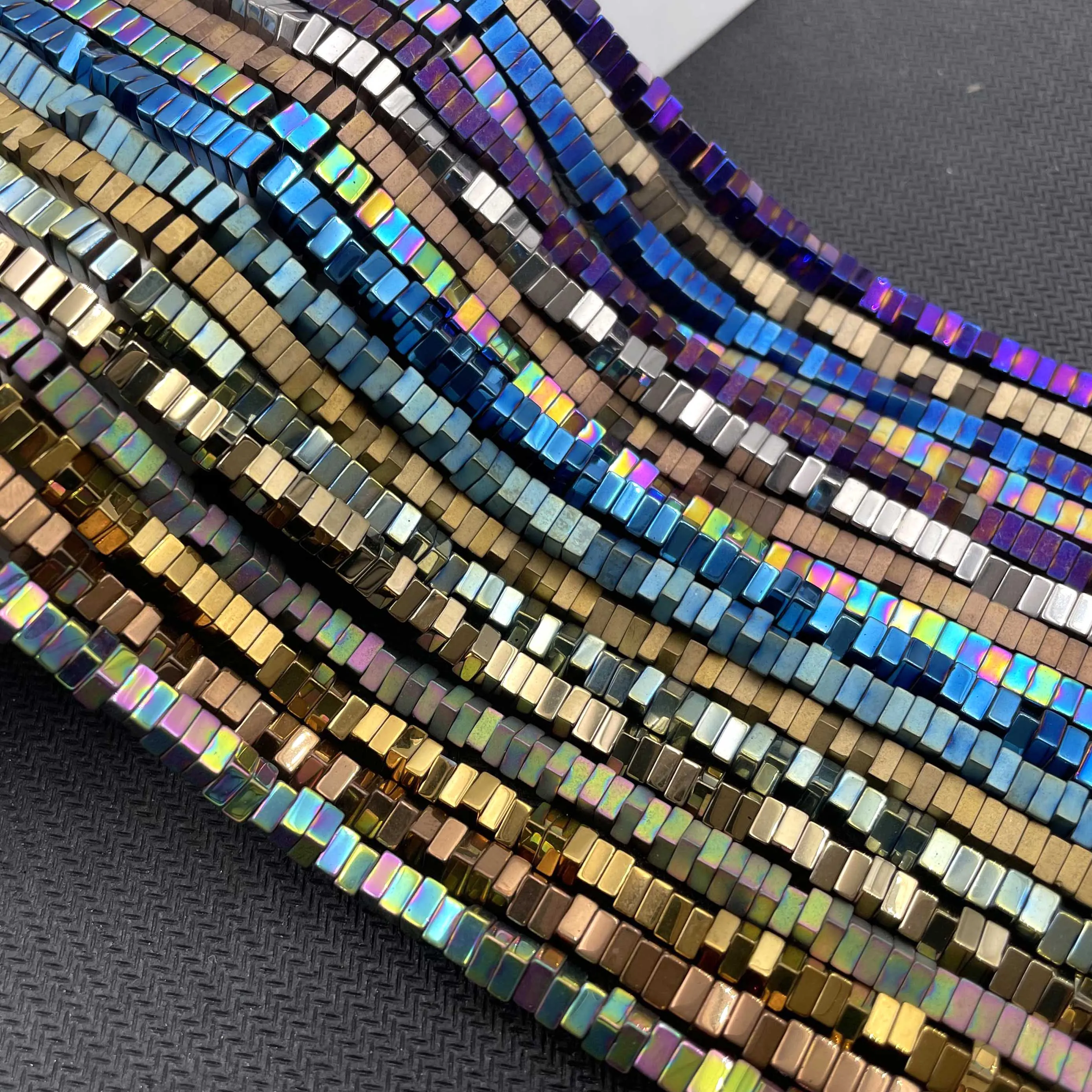 Colorful Natural Hematite Square Flake Loose Spacer Stone Beads For Jewelry Making Charm DIY Bracelet Necklace Accessories