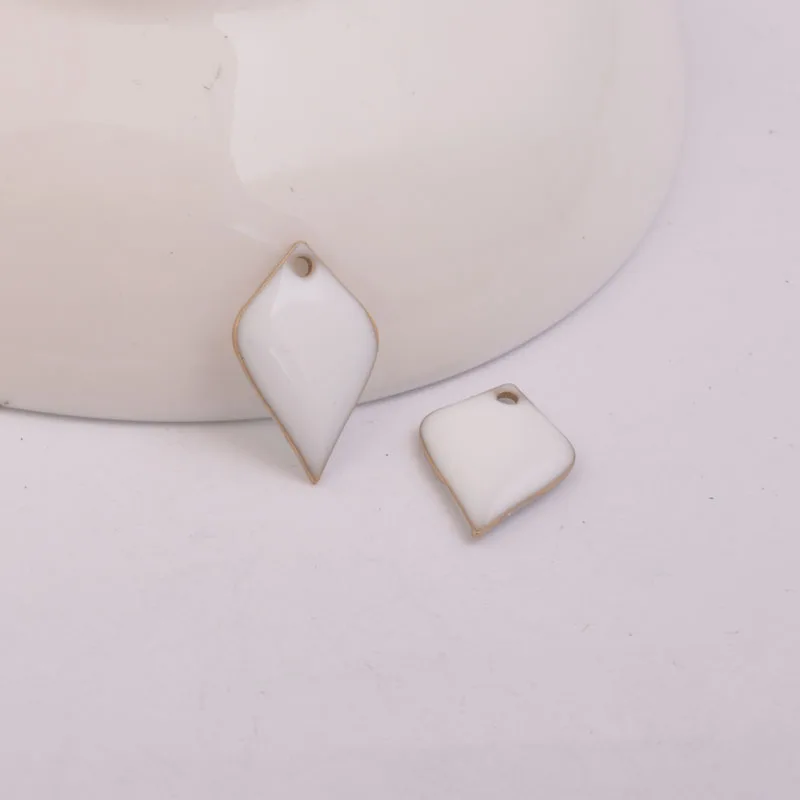 30 Stück 12*18mm Emaille-Doppelseitige Anhänger Kupfer Schwarz Armeegrün Charm DIY Ohrring Schmuckzubehör – Detail 6