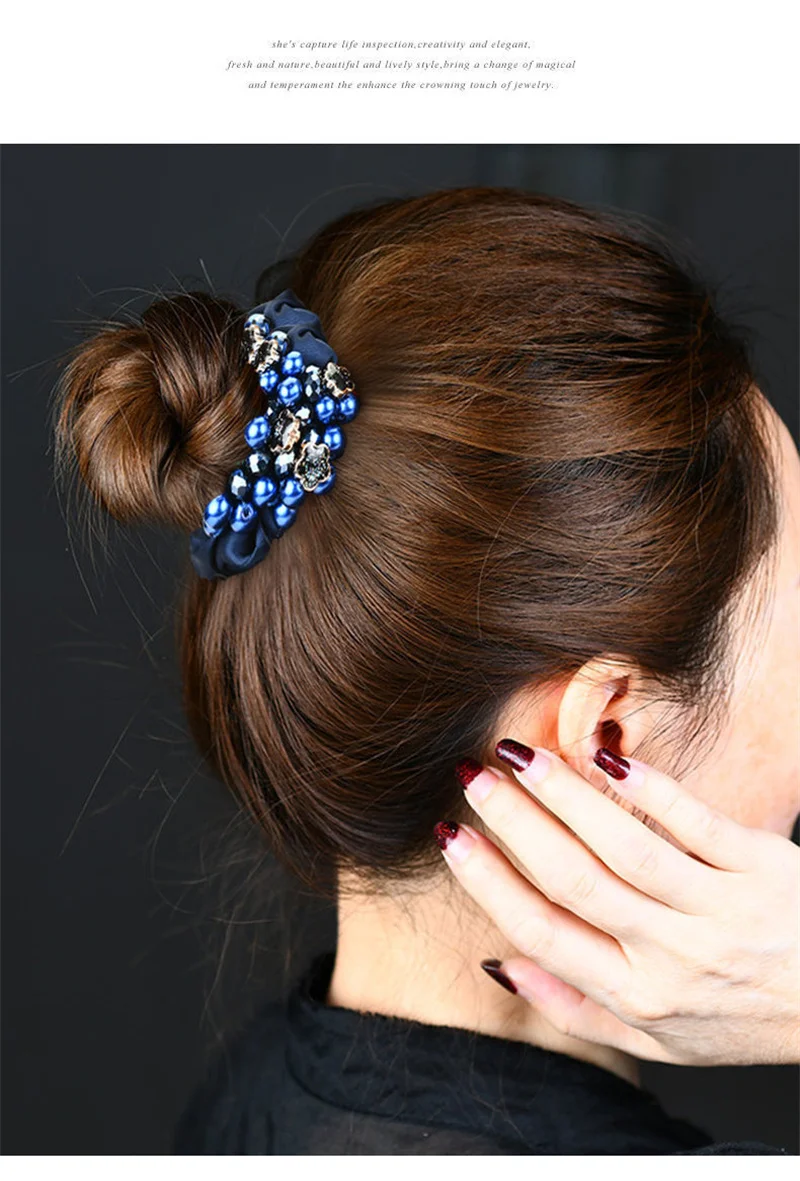 Elegante perla fiore Scrunchies donne ragazze elastici per capelli elastici accessori cravatta anello per capelli corda coda di cavallo copricapo