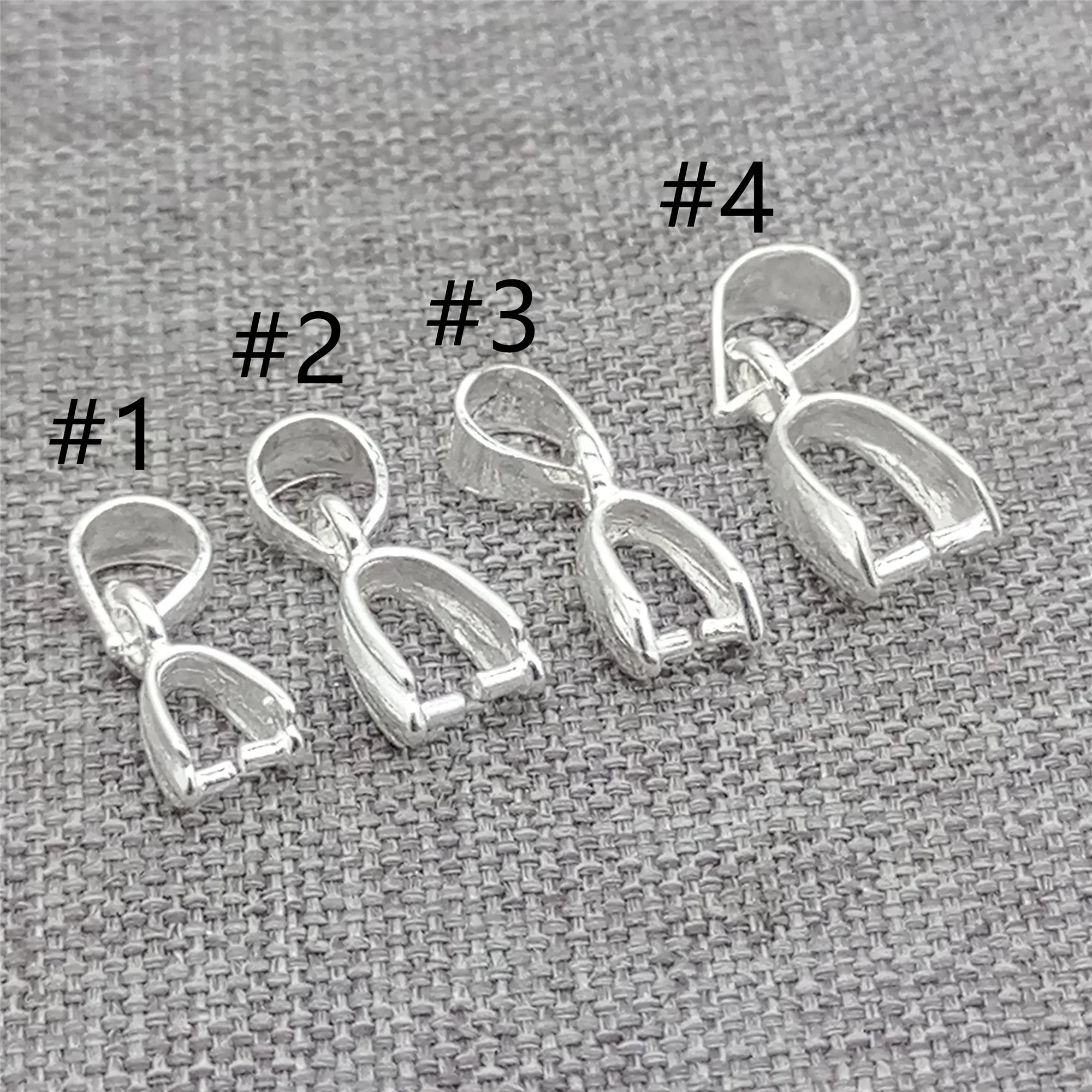 

12 Pieces of 925 Sterling Silver Shiny Plain Pinch Bails for Pendant Charm Jewelry