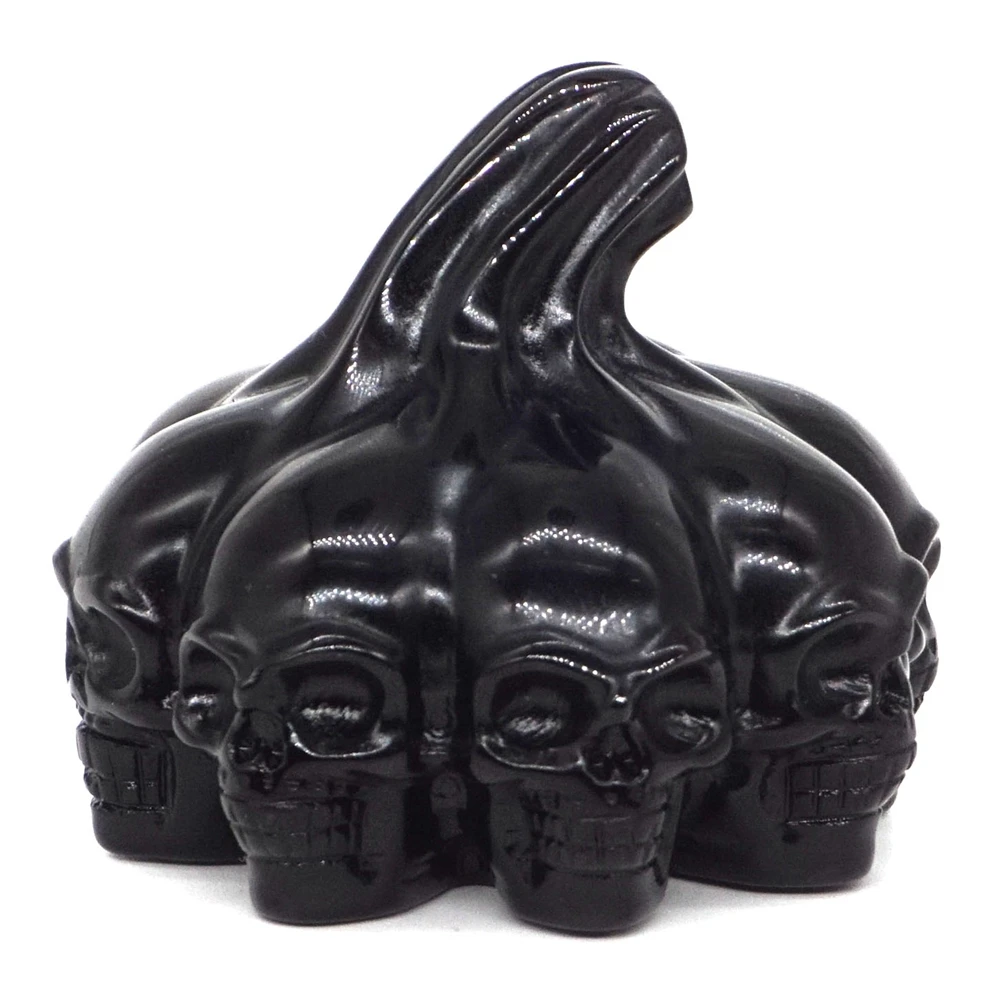 

2.8" Stone Carving Halloween Gift Pumpkin&Skulls Natural Gemstone Black Obsidian Crystal Reiki Healing Crafts Home Decoration